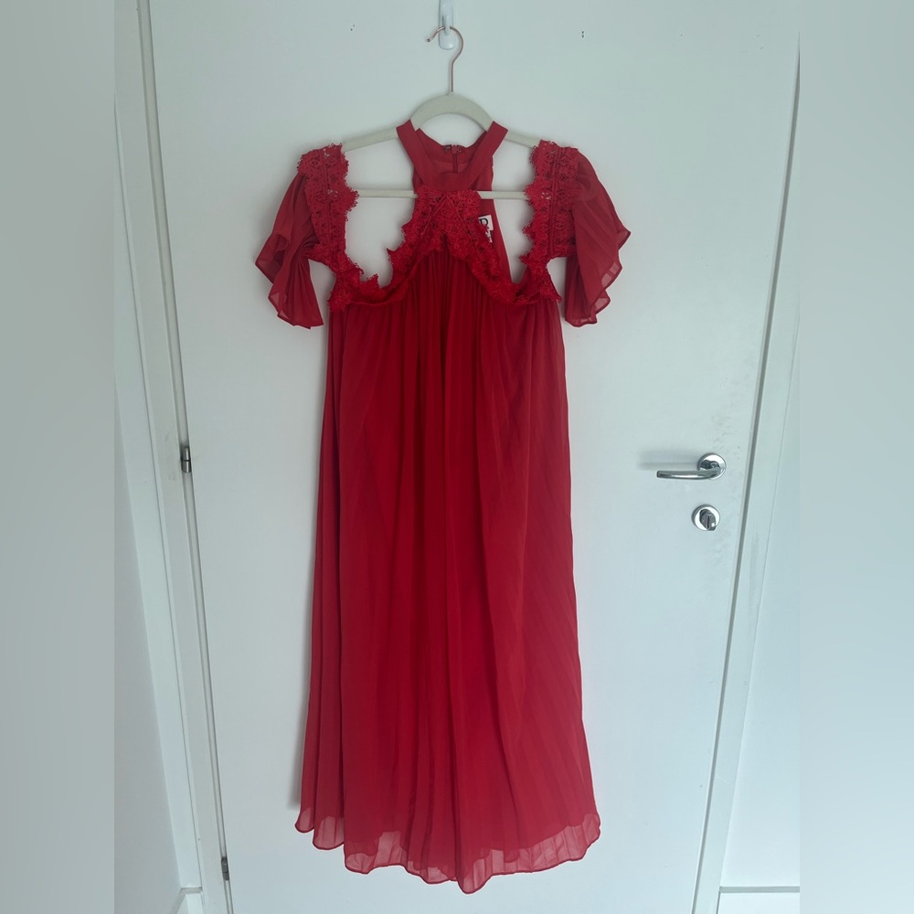 Red Cold Shoulder Dress - Picture 3 of 3